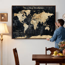 Personalized Push Pin World Map Canvas – Custom Framed