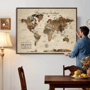 Large Custom World Map Canvas – Custom Framed Push Pin