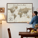 Push Pin World Map Canvas Print – Travel Tracker Wall Art