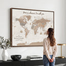 Personalized World Map Wall Art Canvas Print – Customizable
