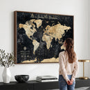 Personalized Push Pin World Map Canvas – Custom Framed