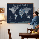 Framed Personalized World Map Custom Travel Memory Gift