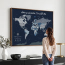 Framed Personalized World Map Custom Travel Memory Gift