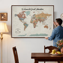 Custom Framed World Map Canvas Print – Personalized Push Pin