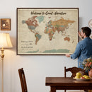 Personalized Push Pin World Map Canvas – Custom Framed