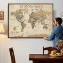 Custom Push Pin World Map Print – Personalized Canvas Wall