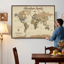 Custom Push Pin World Map Print – Personalized Canvas Wall