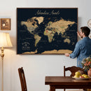 Personalized World Map Wall Art Print – Custom Push Pin