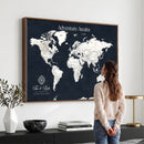 Custom World Map Wall Art Canvas Print – Personalized Push