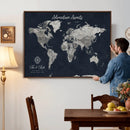 Personalized World Map Canvas – Custom Framed Push Pin
