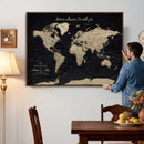 Framed Custom World Map Canvas Print – Custom Push Pin