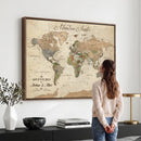 Custom Framed Push Pin Map Wall Art Canvas Print, Rustic