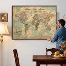 Personalized World Map Canvas – Custom Framed Push Pin