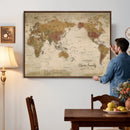 Personalized World Map Canvas Print – Framed Push Pin Travel