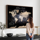 Personalize World Map Push Pin Wall Canvas Print –