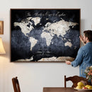 Custom Push Pin World Map Wall Canvas Print – Personalized