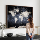 Custom Push Pin World Map Wall Canvas Print – Personalized