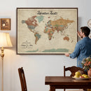 Push Pin Customize World Map Wall Canvas Print –