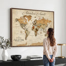 Custom Push Pin World Map Wall Canvas Print