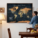 Personalized World Map Canvas – Custom Framed Push Pin