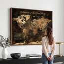Personalized Family World Map Canvas – Custom Framed Push