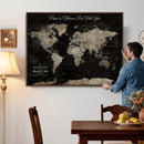 Personalized Push Pin World Map Canvas – Custom Framed