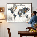 Custom Push Pin World Map Wall Art Canvas Print –