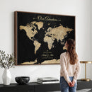 Personalized Push Pin World Map Canvas – Custom Framed