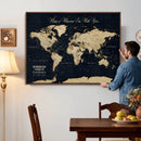 Personalized Push Pin World Map Canvas – Custom Framed