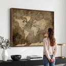 Personalized Push Pin World Map Canvas Print – Custom Framed