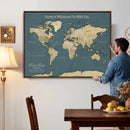 Personalized Push Pin World Map Canvas – Custom Framed