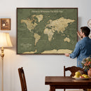 Personalized Push Pin World Map Canvas – Custom Framed