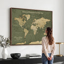 Personalized Push Pin World Map Canvas – Custom Framed