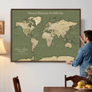 Personalized Push Pin World Map Canvas – Custom Framed