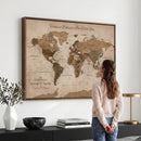 Personalized Push Pin World Map Canvas Print – Custom Framed