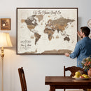 Personalized World Map Wall Art Canvas Print – Custom Push