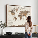 Personalized World Map Wall Art Canvas Print – Custom Push