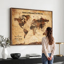 Custom Vintage World Map Canvas Wall Art – Custom Framed