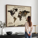 Custom Push Pin World Map Wall Art Canvas Print –