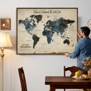 Personalize World Map Canvas Wall Art – Custom Framed Push