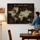 Personalized World Map Canvas Wall Art – Custom Framed Push