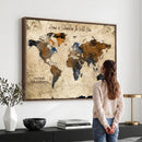 Personalized World Map Canvas Wall Art – Custom Framed Push