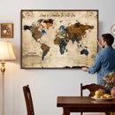 Personalized World Map Canvas Wall Art – Custom Framed Push