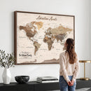 Framed Push Pin World Map Canvas Print – Custom Framed