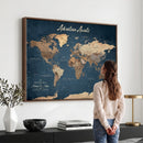 Personalized Vintage Push Pin World Map Canvas Print –