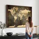 Large Framed Vintage World Map Wall Art Print for Home Wall
