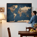 Navy Blue World Map Canvas Print – Framed Travel Map Wall by MyGreatCanvas | Canvas Wall Art Prints | Photo Prints & Wall Decor