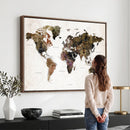 Watercolor World Map Print - Large Wall Art Canvas Print for