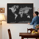 Black World Map Wall Art Canvas Print – Detailed Map of the by MyGreatCanvas | Canvas Wall Art Prints | Photo Prints & Wall Decor