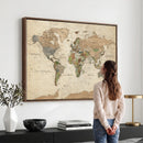 Framed World Map Wall Art for Home and Office Decor
